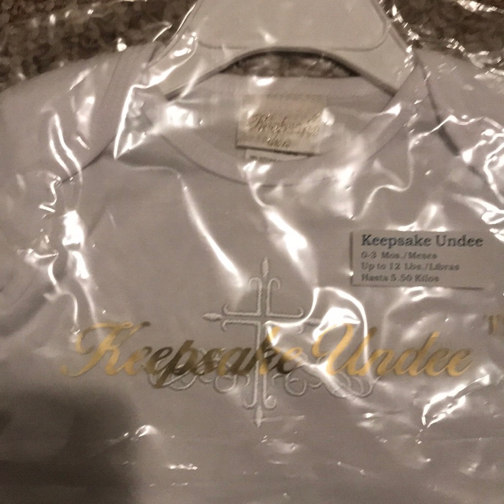 Size 0-3 months (up to 12 lbs) Baptism onesie